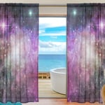 ALAZA Sheer Voile Curtains, Purple Nebula Polyester Fabric Window Net Curtain for Bedroom Living Room Home Decoration, 2 Panels, 84 x 55 inch