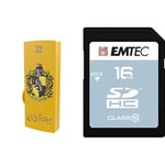 Pack Support de Stockage Rapide et Performant : Clé USB - 2.0 - Série Licence - Harry Potter Hufflepuff - 32 Go + Carte MicroSD - Gamme Classic - Classe 10-16 GB
