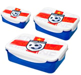Homeshopa® Plastic Airtight Food Storage Containers Clip Lock Set of 3 England Football Print Kids Lunch Boxes (500+900+1500ML (Blue))