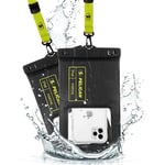 Pelican Marine 2 Pack - IP68 Waterproof Phone Pouch/Case (XL Size) - Floating Phone Case - iPhone 14 Pro Max/ 13 Pro Max/ 12 Pro Max/ 11/ S23 Ultra/Pixel 7 - Detachable Lanyard - Black/Yellow