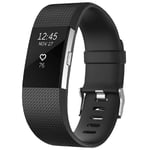 SDTEK Replacement Wristband Strap Compatible with FitBit Charge 2, with Metal Buckle Sport Band (Black) Small (5.5-6.7 inch)