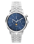Marlin Quartz Moon Phase 40Mm Sst Case Blue Dial Bracelet Accessories Watches Analog Watches Silver Timex