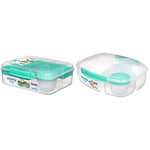 Sistema Bento Box to GO | Lunch Box with Yoghurt/Fruit Pot | 1.65 L | BPA-Free | 1 Count & to Go Triple Split Lunch Box with Yoghurt Pot | 2L Air-Tight and Stackable Food Storage Container