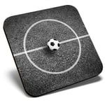 Square Single Coaster bw - Football Pitch Soccer Ball Sports Game  #41361