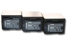 vhbw 3x Li-Ion batterie 4450mAh (3.6V) pour appareil numérique camescope Canon Legria HF R806, HF R86, HF R88 remplace BP-727, BP-745.