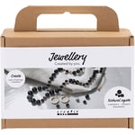 Mini DIY Kit Smycken, Halsband och örhängen, svart, vit, 1 förp.