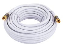 12.5M White RG6 Coax Cable Dual Shield F Pin Coaxial Tip BNC Extension Wire for Satellite Dish Cable TV Antenna