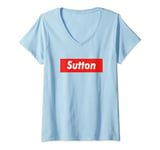 Womens Sutton Name Personalized Cute V-Neck T-Shirt