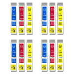 12 C/M/Y non-OEM Ink Cartridges to replace Epson T0712, T0713, T0714 Colours 