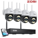 ZOSI 3MP Color Wifi 8CH CCTV Security System 2K Two-Way Audio IP Camera 1TB HDD