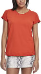 Urban Classics Women's Ladies Pigment Dye Cut Open Tee T Shirt, Orange (Blood Orange 01685), XS UK