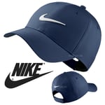 Nike Swoosh Baseball Cap Navy Plain Golf Legacy 91 Tech Fitted Peak Hat