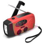 Veva radio med solcellslampa och 2000mAh powerbank Röd SOS-Xin