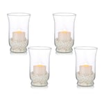 Glass Pillar Candle Holders 4 Pcs Hurricane Candle Holder for Ø 80 x 150mm Candles, Storm Vase Fit for Floating Candle Meditation Wedding Table Centrepiece Dining Room Decor Garden Outdoor