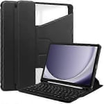 Transparent Smart Leatherfodral med tangentbord för Samsung Galaxy Tab A9+ 360 graders rotation