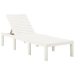 Tidyard Sun Lounger Sunbed Large Reclining Sun Chair Adjustable Backrest Outdoor Sun Beds Loungers Plastic White