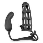 Vibrating cock ring and prostate stimulating penis cage
