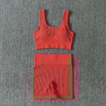 Wareball 2 st Kvinnor Yoga Set Gym Set Sexig BH Sömlös Sport Shorts Träning Löpning Kläder Gym Kläder Atletisk Sport Kostym Red L(63-75KG)