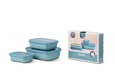 Mepal – Multi Bowl Cirqula 3-Piece Set – Food Storage Container with Lid - Suitable as Airtight Storage Box for Fridge & Freezer, Microwave Container & Servable Dish - 500, 1000, 2000ml - Nordic Blue