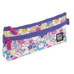 Grafoplás | Flat School Pencil Case | 2 Pockets | 23 x 10 cm | Zipped Compartments | Easy Opening Handles | Smile Collection | Bits & Bobs Pop Up Design, Lavender, 23x10cm, Flat School Pencil Case