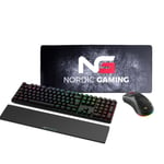 Nordic Gaming Gamer pakke. Mekanisk tastatur, trådløs mus & stor musemåtte.