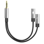 Geekria Headphones Mic and Audio Adapter Cable Compatible with PC, PS4, Xbox One Controller, Tablet, Laptop, Mobile Phone, Gaming Headsets Y Splitter Cable (1 x 3.5mm Male to 2 x 3.5mm Female)