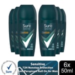 Sure Men Sensitive Anti-Perspirant 72H Nonstop Protection Roll On Deo, 6x50ml