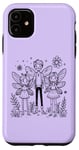 Coque pour iPhone 11 Purple Magical Fairy Family Adventure en noir et blanc
