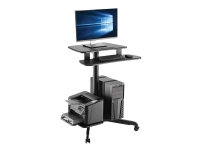 Eaton Tripp Lite Series Rolling Desk TV / Monitor Cart - Height Adjustable - Vagn (fästanordningar, tangentbordshylla, skiftnyckel, monitor shelf) - för LCD-skärm/PC-utrustning - MDF, stål - svart, silver