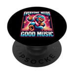 Tout le monde a besoin de bonne musique - Design Funky Monkey - Rétro - Fluo PopSockets PopGrip Interchangeable