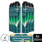 Sure Men Anti-perspirant 72H Nonstop Protection Quantum Dry Deodorant, 6x250ml