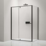 Paroi de douche Noire mat verre 6mm Cabine de douche intégrale Parre douche angle portes pliantes sur panneau - NT606 flex - Toutes tailles dispo