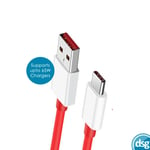 OnePlus Warp Charge Type-A to Type-C Cable 1m Red Supports Upto 65W Charger Lead