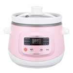 XLLLL Electric Slow Cooker 1.2L Ceramic Liner Stew Pot,Household Smart Electric Cooker,Multicooker With Reservation Function And 6 Cooking Settings,120W,Pink