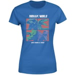 Jurassic Park World Four Colour Faces Women's T-Shirt - Blue - XXL - Blue