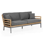 Brafab Zalongo 3-sits soffa aluminium grå teak natur