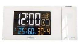 Technoline WT 537 Réveil Radio-piloté avec Projection et Affichage de la température et de l'humidité de l'air, Blanc, 16,5 x 5,6 x 7,5 cm