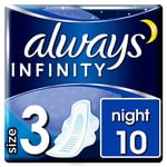 Always Infinity Night (Size 3) Sanitary Towels Wings 10 Pads