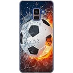Samsung Galaxy A8 (2018) Genomskinligt Skal Fotboll Eld