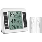 Galaxy Kyl- och FrysTermometer, Trådlös Termometer med 2 Sensorer, In/Ut Termometer