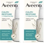 2 x Boxes Aveeno Calm + Restore Triple Oat Serum. For Sensitive Skin. 30 ml Size