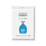 Joseph Joseph IW1 Bin Liners, General Waste Bags with Tie Tape Drawstring Handles- Pack of 20, Black, 24-36 Litres