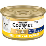 Gourmet Nourriture pour Chat Gold Mousse, Nourriture Humide avec Poulet - 24x85g - (24 canettes; 2,04kg)