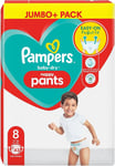 44 x Pampers Baby-Dry Nappy Pants, Disposable Cotton Nappies Size 8, Jumbo+ Pack