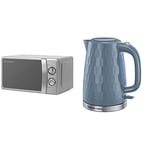 Russell Hobbs RHMM701S 17 Litre 700 W Silver Solo Manual Microwave & 26053 Cordless Electric Kettle - Contemporary Honeycomb Design with Fast Boil and Boil Dry Protection, 1.7 Litre, 3000 W, Grey