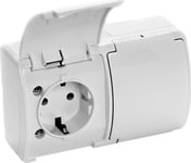 Orno Dubbeluttag 2X2p+Z Schuko Aquatic, Ip44, Vit, 10 St.