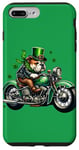 Coque pour iPhone 7 Plus/8 Plus St. Patricks Ride: Bulldog on a Classic Motorcycle