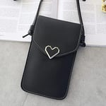 Sac pour XIAOMI Redmi 9 Smartphone de 4 à 7 Pouces Simili Cuir Housse Tactile Pochette Coeur (Noir)