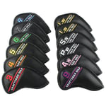 12pcs Black Synthetic Leather Golf Iron Head Covers Set Headcover with Colorful Number Embroideried,easily get the needed iron For Callaway, Ping, Taylormade, Cobra
