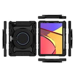 11 Inch Protective Case Compatible with iPad Pro 4th/3rd/2nd/1st Gen (2022/2021/2020/2018 Model), 3-Layer Case with Rotating Ring Grip/Pen Holder, Black